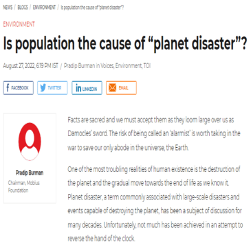 Is population the cause of “planet disaster”?